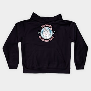 Life Sounds Better With Music | Cute Musical Cat Kids Hoodie